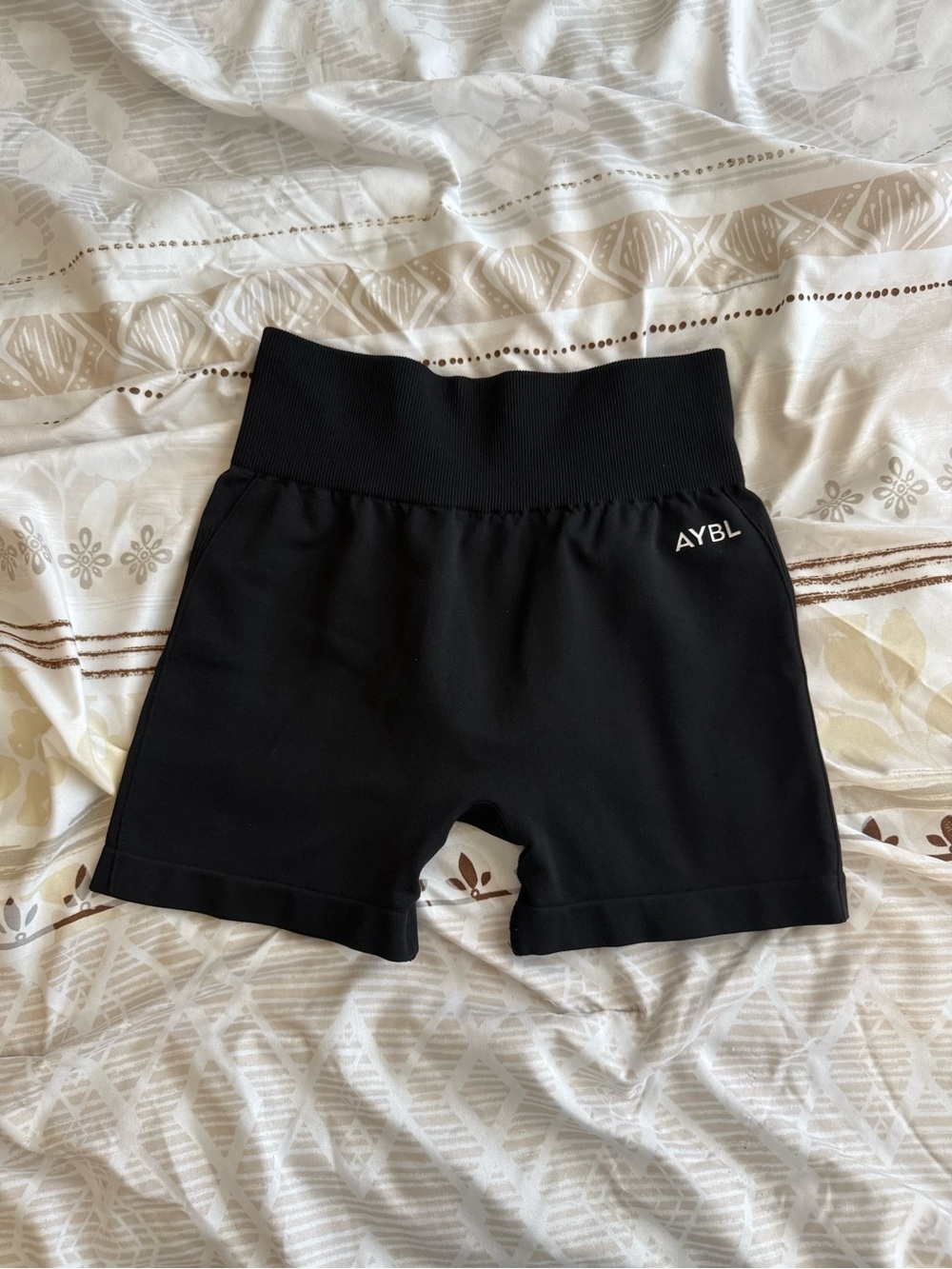 AYBL Black High-Rise Performance Biker Shorts - Picture 1 of 2